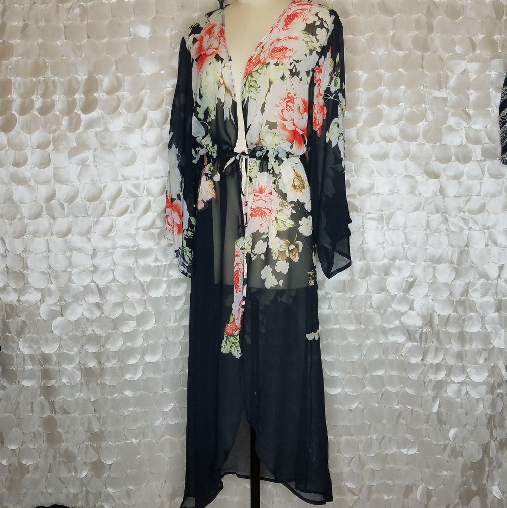 Saachi Exploded Floral Robe Kimono sheer glamorous